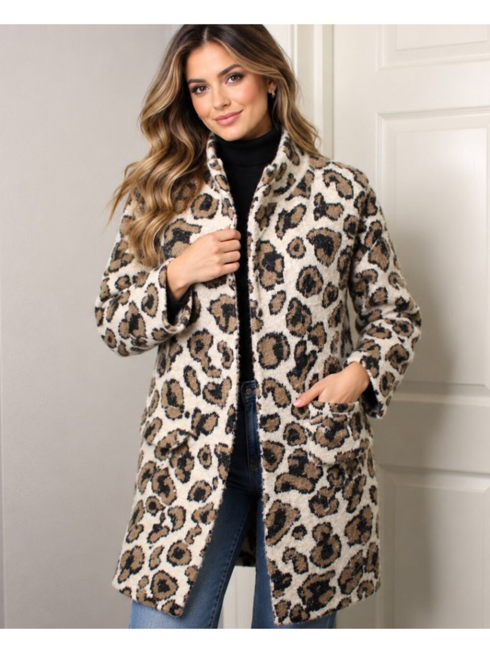 Love Token Leopard Cheetah Print Long Coatigan Cardigan Mob Wife Animal Print